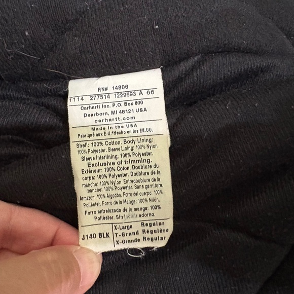 Carhartt Jacket Mens XL J140 Black UFCW Union Quilted Flannel Lined USA Made - Picture 8 of 14